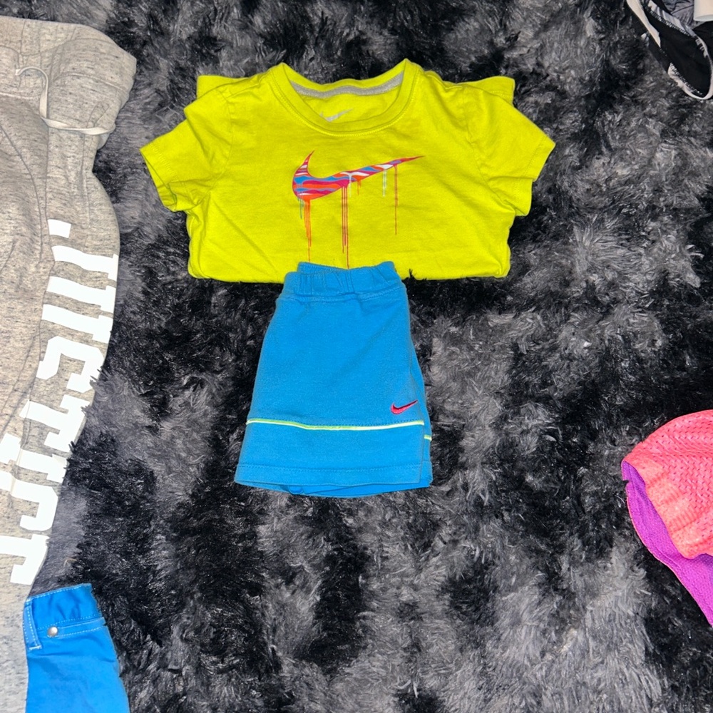 Girls 5T Lot - Bottoms, Blue Jeans, Pink Mesh Shorts, Nike shirt/skirt set